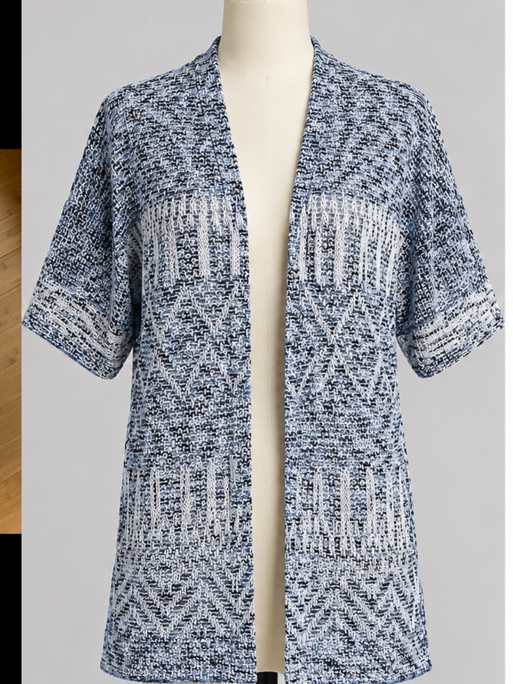 GAP Blue and White Open-Front Short Sleeve Cardigan